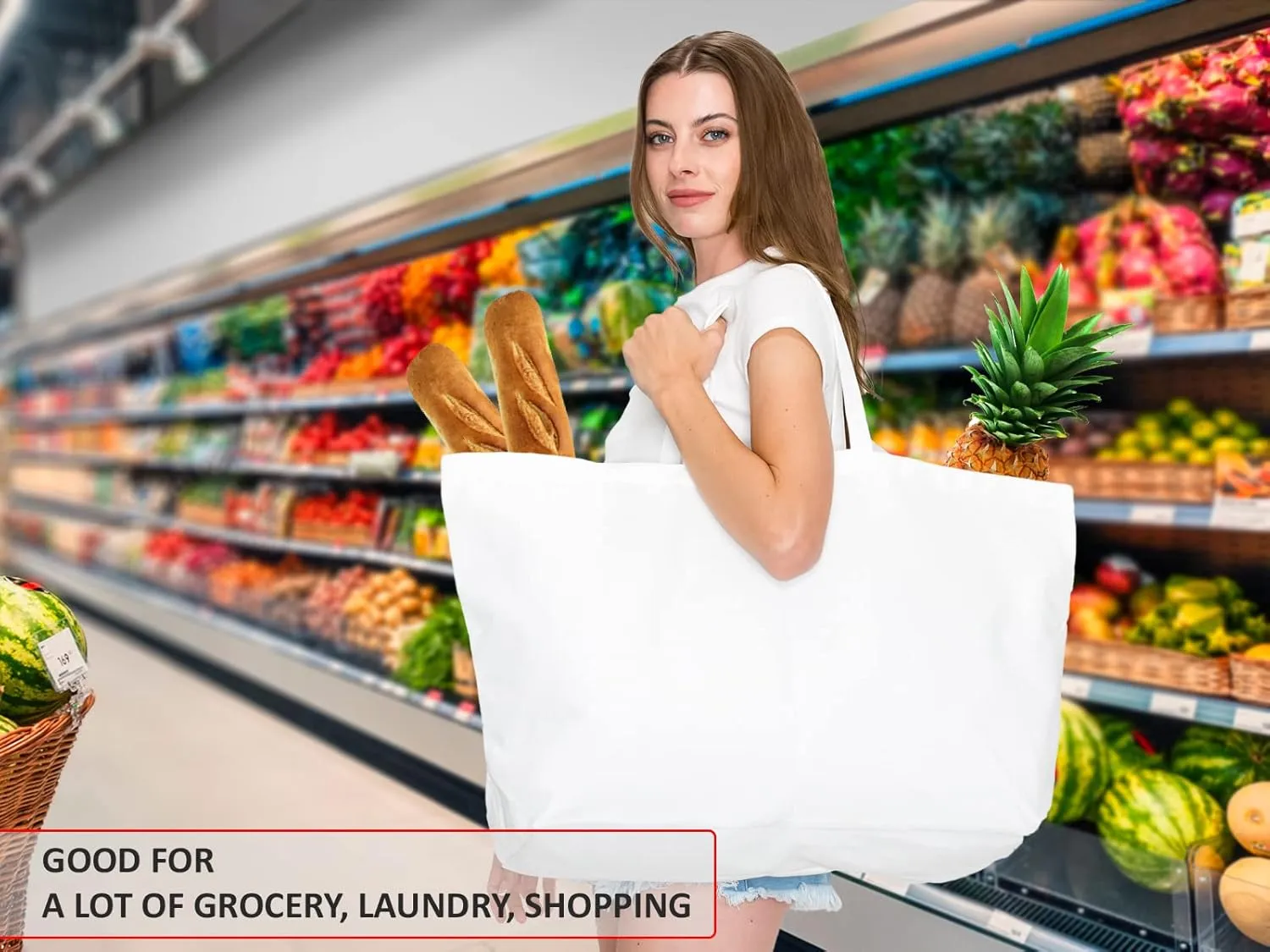 Extra Large Canvas Tote Bag - Big Largest Reusable Grocery