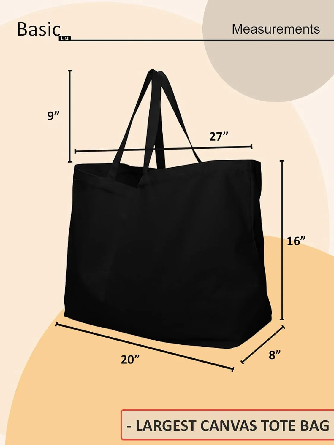 Extra Large Canvas Tote Bag - Big Largest Reusable Grocery