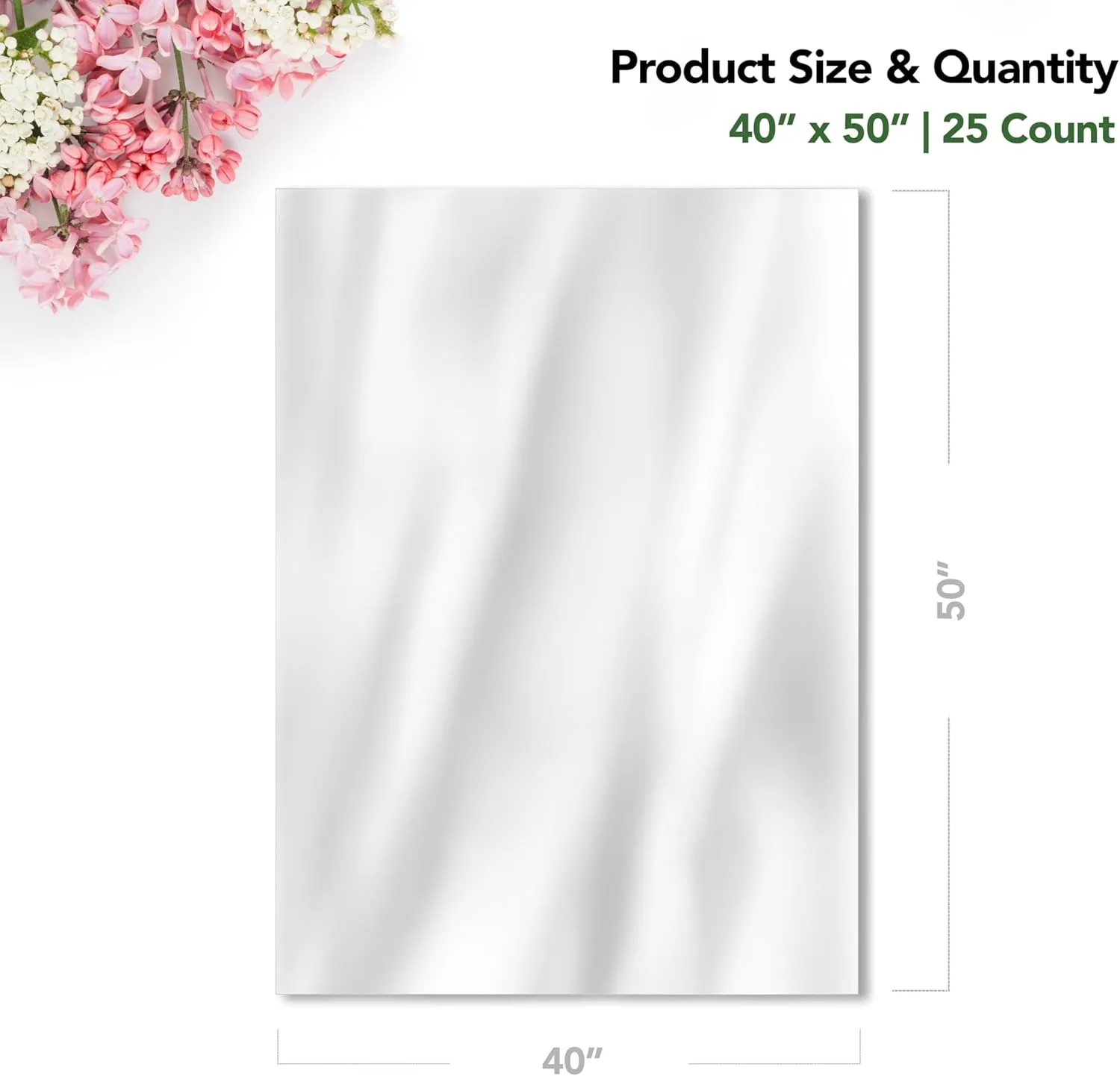 Extra Large Cellophane Bags - 40" x 50" (25 Count) - Clear Basket Wrapping, Gift, Plastic Bags for Valentine's, Easter, Christmas, Hanukkah, Bridal Shower, Birthday, Corporate Gifts