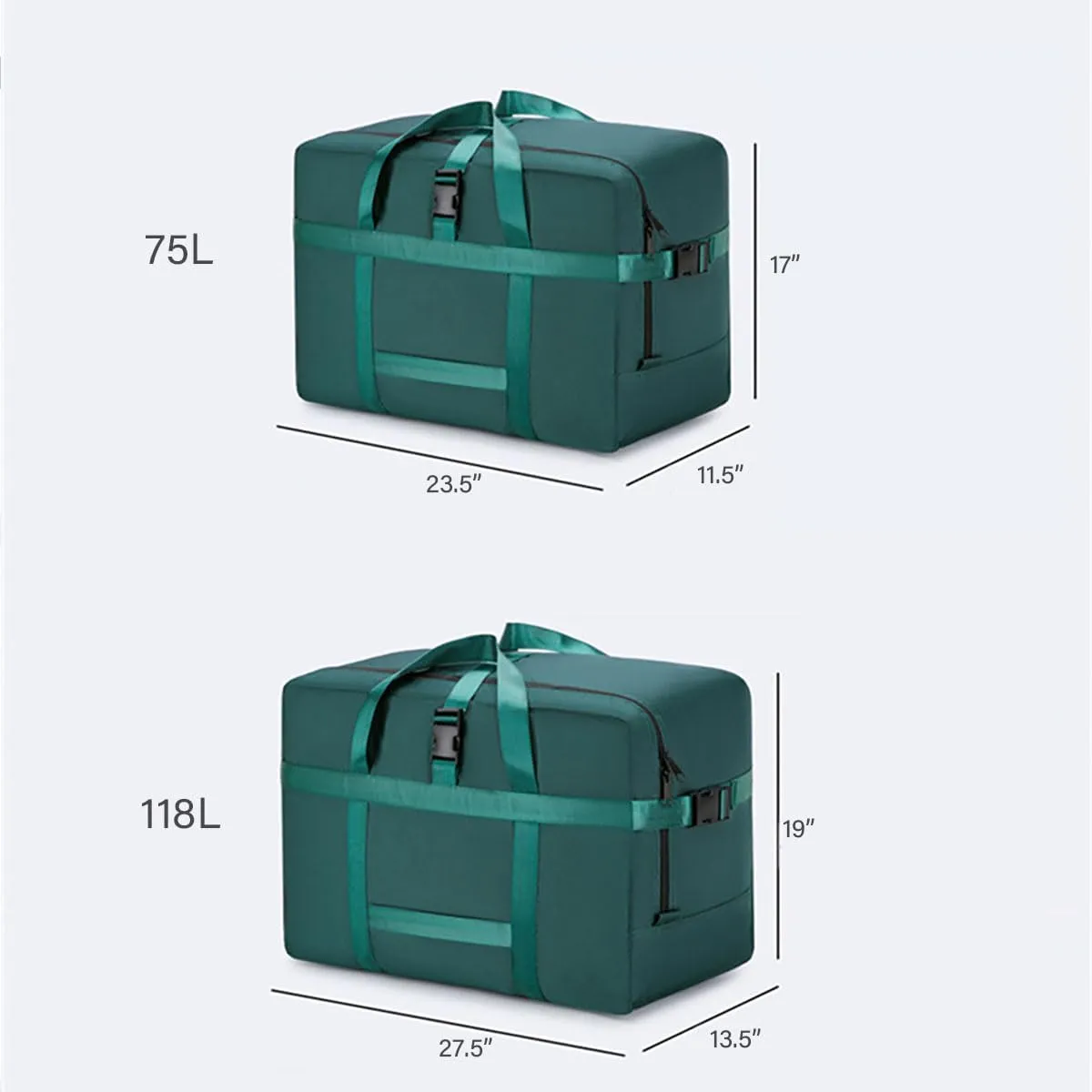 Extra Large Storage Bags Duffle Bags Tote for Moving, Storage, Camping and Travel (Green, 75L)