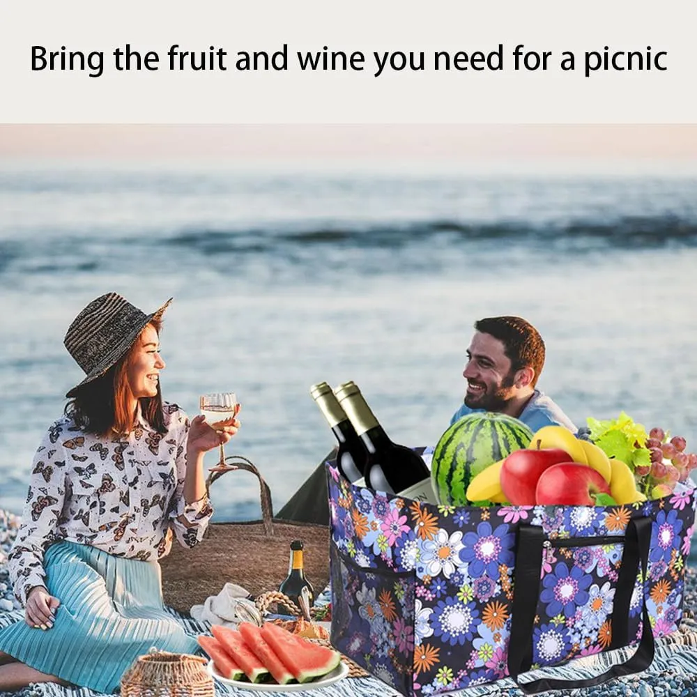 Extra Large Utility Tote - Reusable Shopping Bags, Waterproof Beach Bag, Foldable Storage