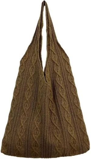 Fairycore Hobo Bag solid color retro literary simple knitted women's bag tote bag shoulder fashion casual bag
