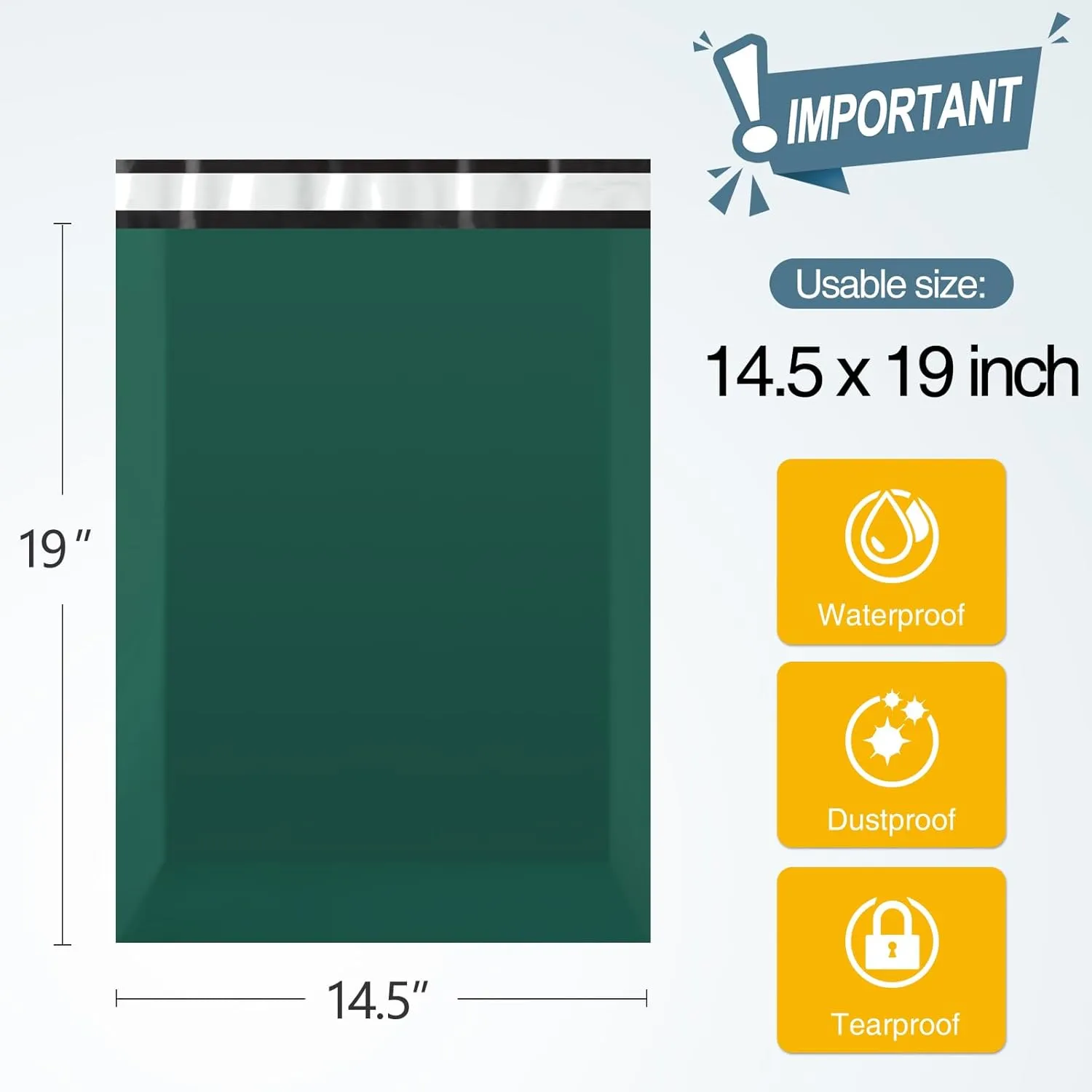 Famagic Poly Mailers 14.5x19 Inch 100pcs Shipping Bags Ultramarine Green Shipping Envelopes Self Seal Mailers Bags Waterproof and Tear-Proof Packaging Bags