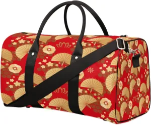 Fans Red Gold Duffel Bag Sport Gym Duffle Bag Asia Style Travel Bag Waterproof Weekender Overnight Tote Bag Foldable Carry on Bag Training Shoulder Bag for Women Men