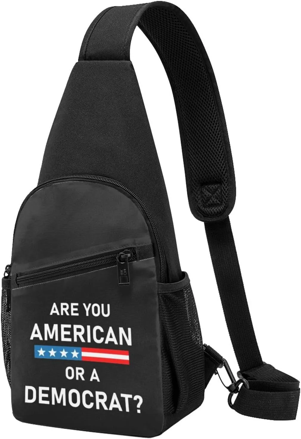 Fashion One-Shoulder Bag are You American or a Democrat Anti-Theft Crossbody Shoulder Chest Bag, Black