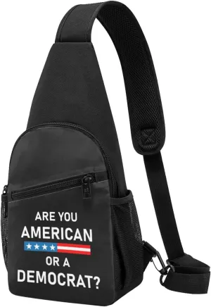Fashion One-Shoulder Bag are You American or a Democrat Anti-Theft Crossbody Shoulder Chest Bag, Black