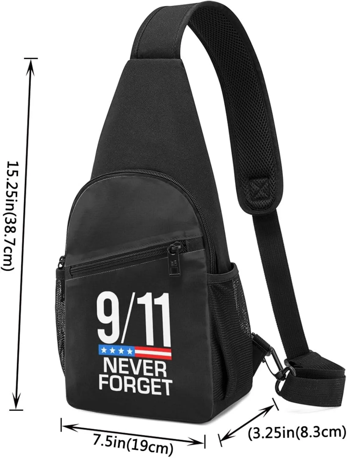 Fashion One-Shoulder Bag Remember 911 Never Forget Anti-Theft Crossbody Shoulder Chest Bag