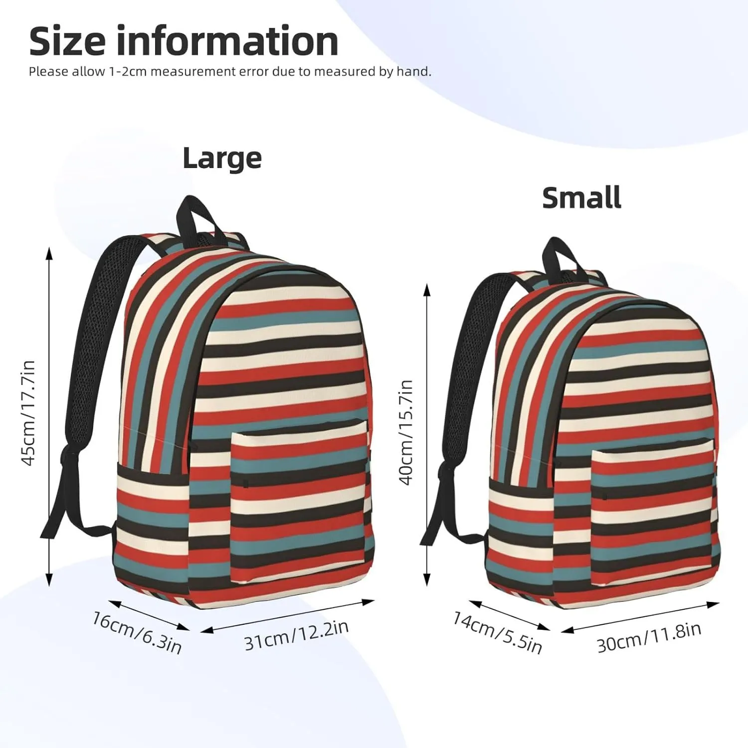Fashion Striped print Duffel Bag, Lightweight Duffel Bag, Casual Backpack, 17.7 x 6.3 x 12.2 inches