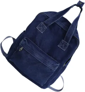 Fashionable High Capacity Denim Backpack for Men and Women Lightweight Shoulder Bag for Students Durable and Breathable Design Dark Blue