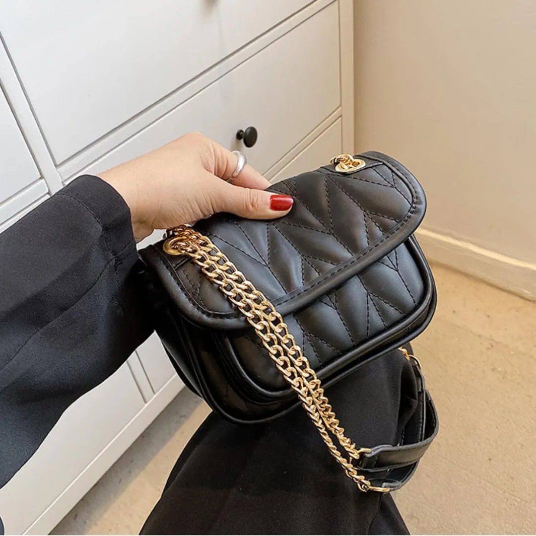 Fashionable Quilted Chain Shoulder Bag - Candy Color Women's Crossbody Purse with Dual Pockets & Magnetic Closure