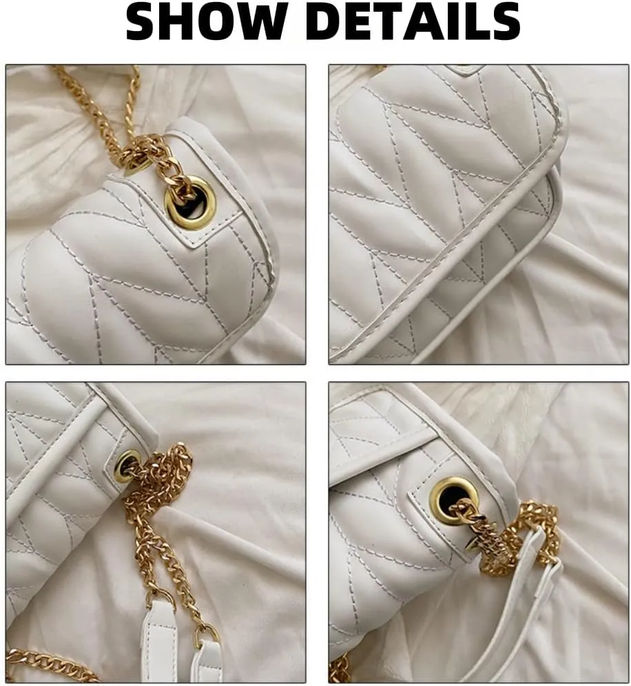Fashionable Quilted Chain Shoulder Bag - Candy Color Women's Crossbody Purse with Dual Pockets & Magnetic Closure