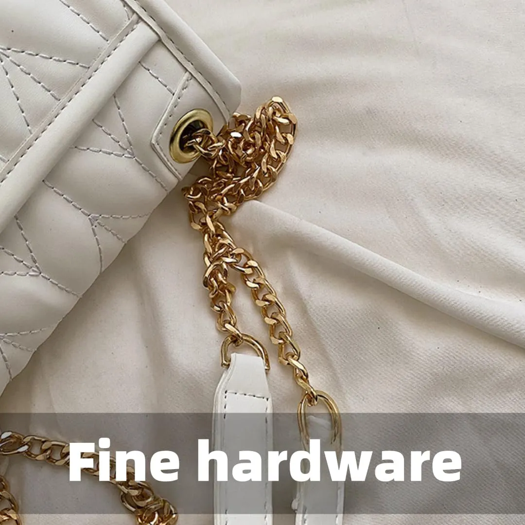 Fashionable Quilted Chain Shoulder Bag - Candy Color Women's Crossbody Purse with Dual Pockets & Magnetic Closure