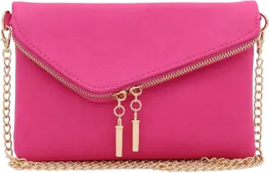 FashionPuzzle Envelope Wristlet Clutch Crossbody Bag with Chain Strap
