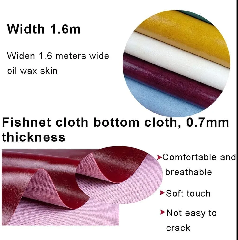 Faux Leather Fabric 160Cm Width, Oil Wax Leather Leatherette Upholstery Crafts DIY Sewings Sofa Handbag Car Seat/1.6 * 1M(Colour: Brown)(Brown,1.6X6m)