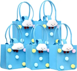 Felt Gift Bags with Top Handles Reusable Goodie Bags, 7"x7" Easter Basket Treat Bags Premium Small Tote Bag Snap Button Closure, Party Favors, Kids Birthday