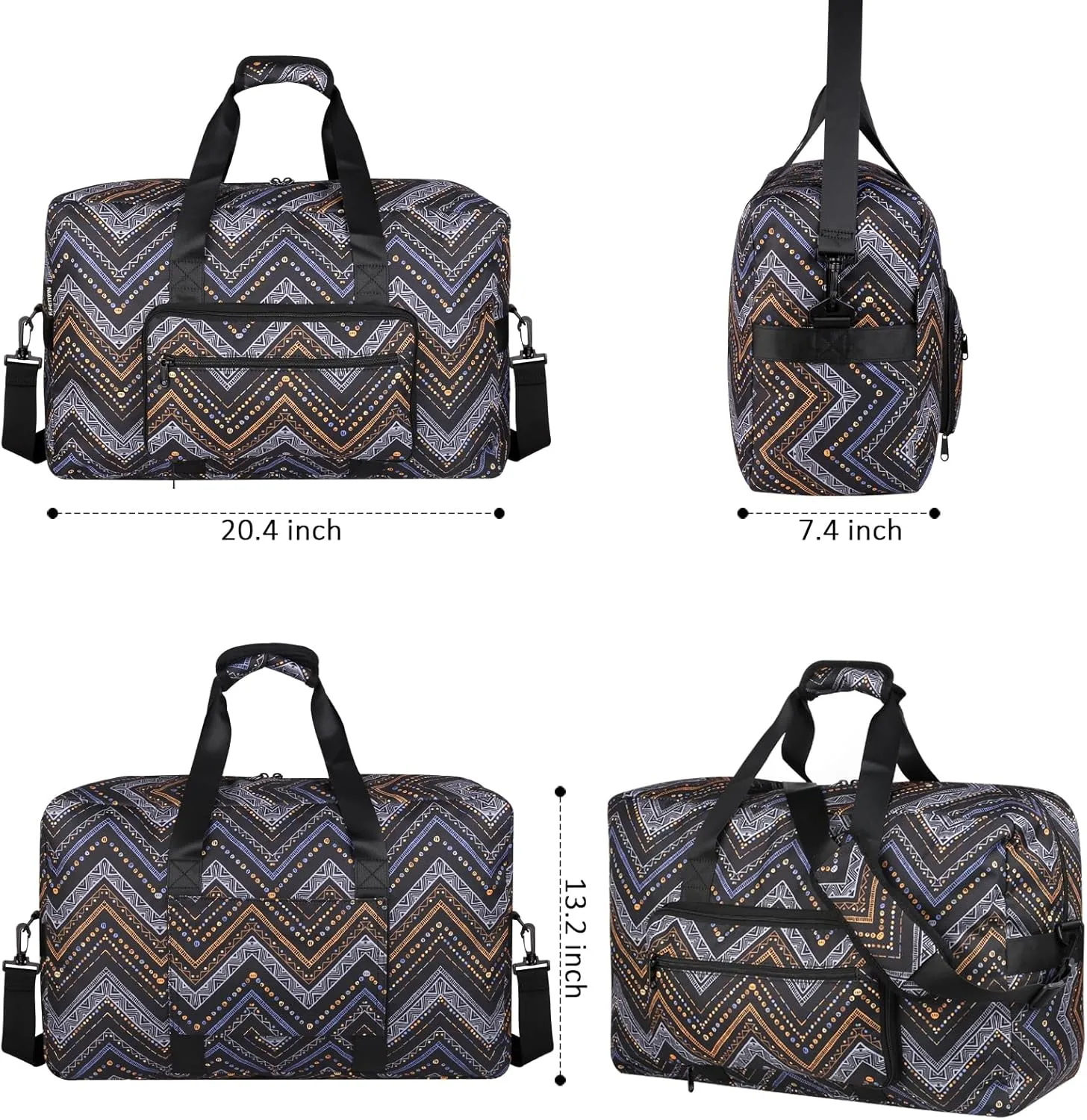 F.FETIVIN Weekender Bag Carry On Bag Travel Duffle Bag Medium Overnight Bag for Women (Wavy Stripes)