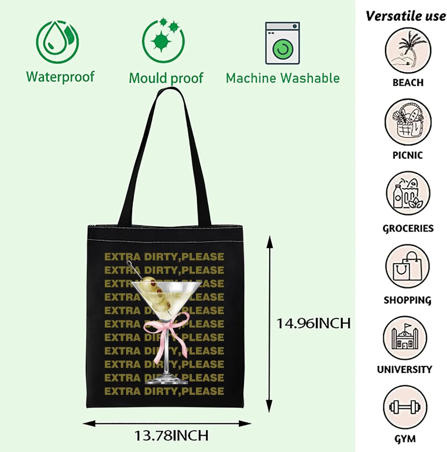 Filthy Martini Gift Dirty Martini Tote Bag Dirty Martini Lover Gift Martini Merch Soft Girly Handbag Cocktail Lover Gift