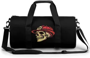 Firefighter Skull Gym Bag for Men Women Duffle Bags Travel Tote