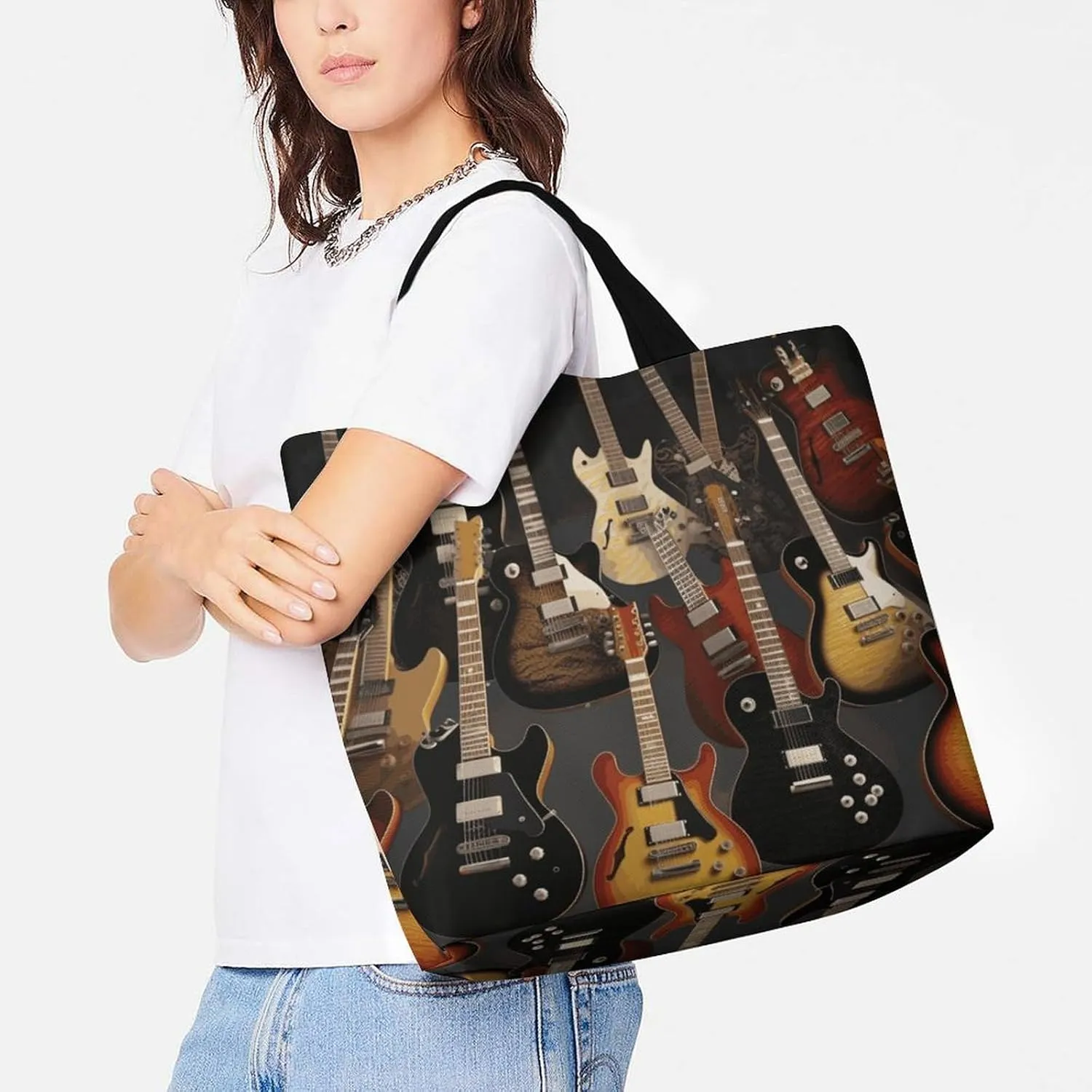 Flag And Eagle Tote Bag for Women Reusable Grocery Shoulder Bags Shopping Bag for Travel, Groceries