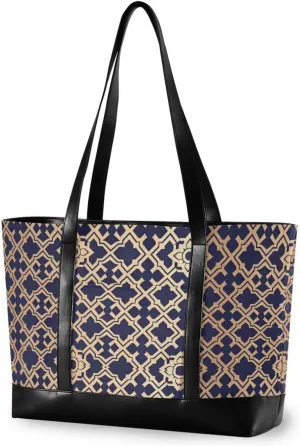 Flat Geometric Pattern Rectangular Gold classy laptop tote bag with zipper structured tote for Travel Gym Vacation with lunch maletín para laptop mujer