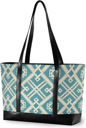 Flat Geometric Pattern Right Angle Blue Portable handbags with zipper bag for women work for university with Personalized bolsos secret para mujeres