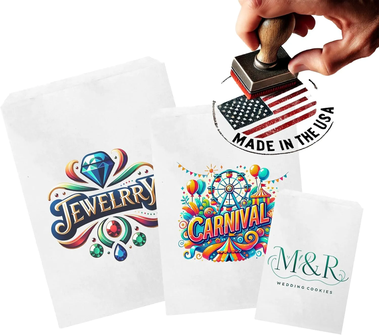 Flexicore Packaging Flat Wedding Favor & Merchandise Paper Bags(Custom Printed)(10-1000Qty) (Large (12"x15"))