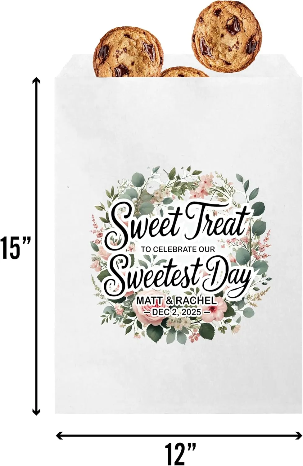 Flexicore Packaging Flat Wedding Favor & Merchandise Paper Bags(Custom Printed)(10-1000Qty) (Large (12"x15"))