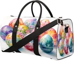 Floral Easter Day Egg Duffel Bags Large Tote Bag Overnight Bags for Women Men Lightweight Duffel Bag Adjustable Strap Carry On Bag Waterproof Gym Travel Bag