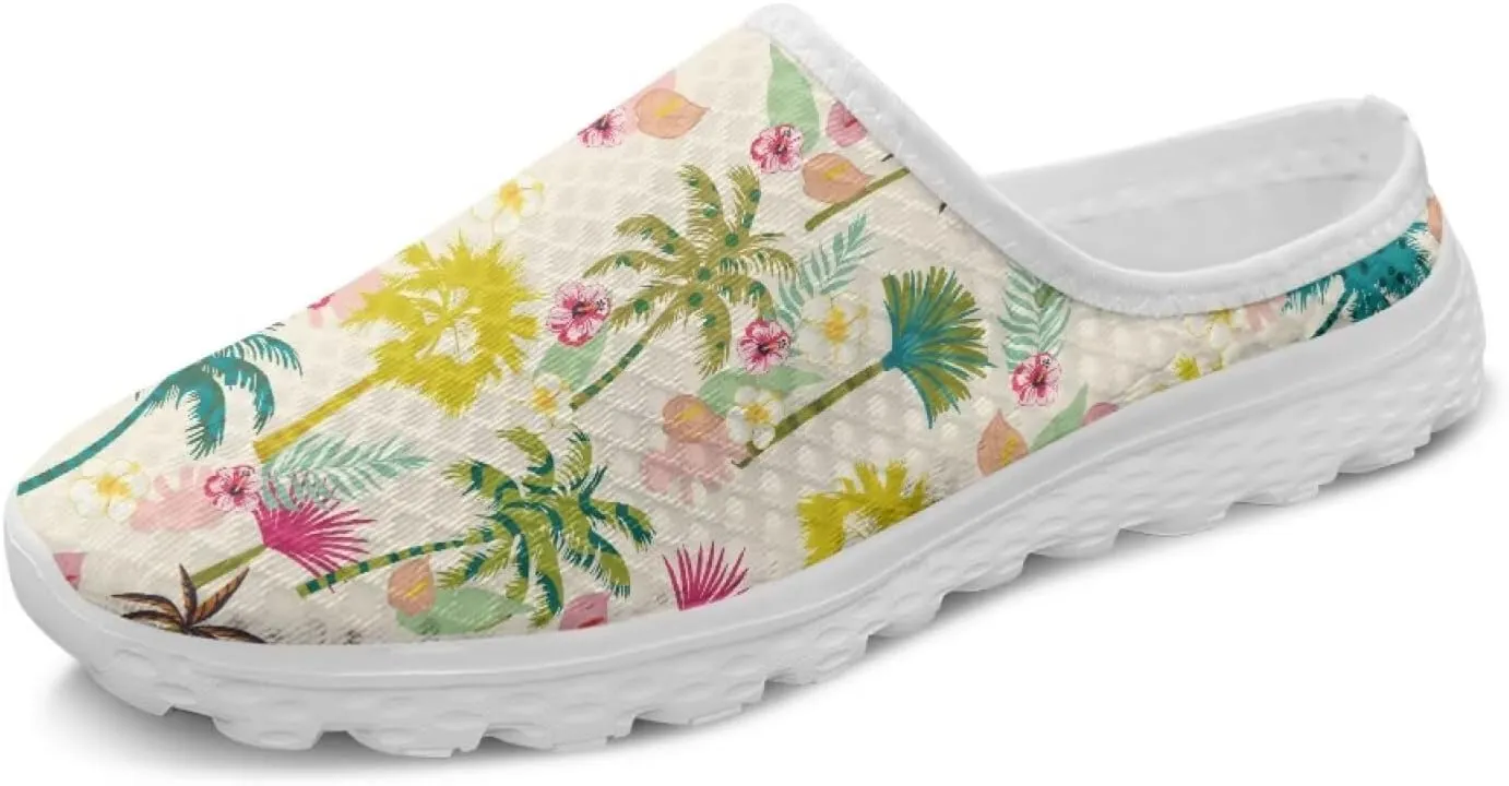 Flower Print Womens Garden Shoes Casual Flats Mules Sneaker Classic Work Loafers with Arch Support US 6-13.5