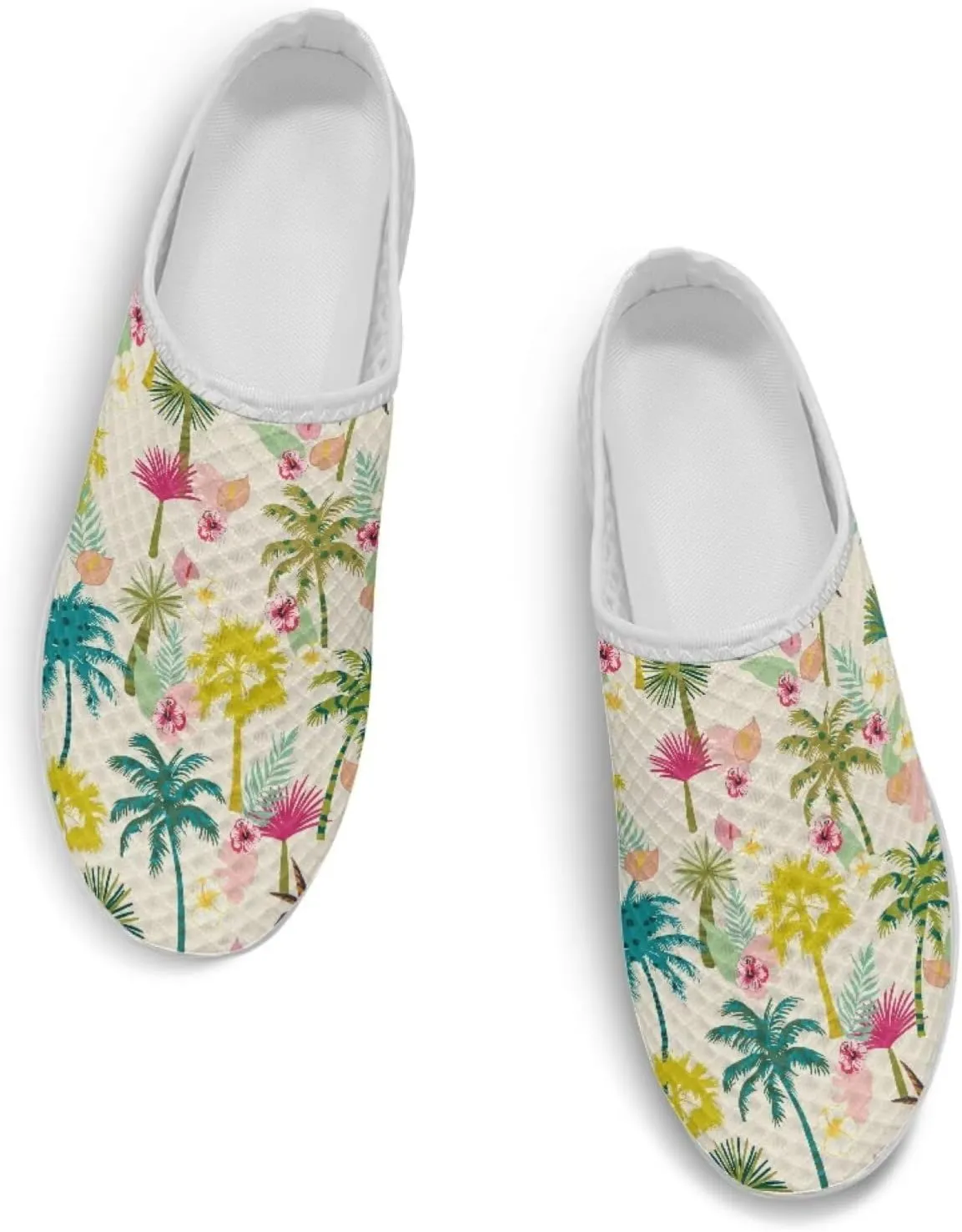 Flower Print Womens Garden Shoes Casual Flats Mules Sneaker Classic Work Loafers with Arch Support US 6-13.5