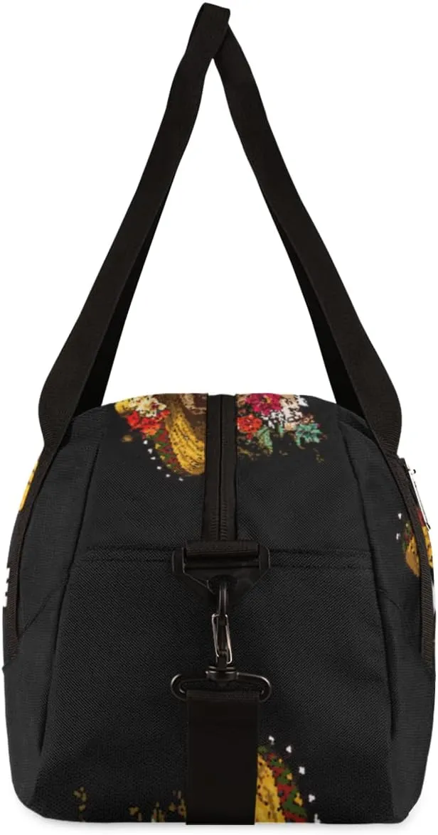 Flower Skull Personalized Kids Duffel Bag for Girls Boys, Skull Debris Custom Dance Bag Overnight Small Duffel Bag Carry On Weekend Sports Travel Bag for School Practice Gymnastics Ballet