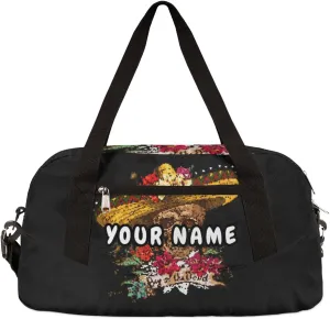 Flower Skull Personalized Kids Duffel Bag for Girls Boys, Skull Debris Custom Dance Bag Overnight Small Duffel Bag Carry On Weekend Sports Travel Bag for School Practice Gymnastics Ballet