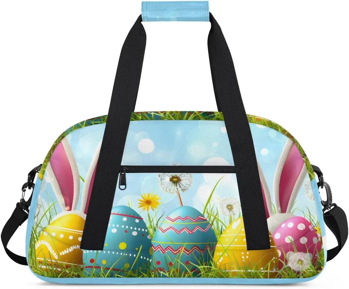 Flower Sky Easter Egg Duffle Bag for, Waterproof Sports Gym Bag, Dance Bag, Lightweight Water Resistant Foldable Gym Bag, Sport Duffel Bag Travel Overnight Weekender Bags