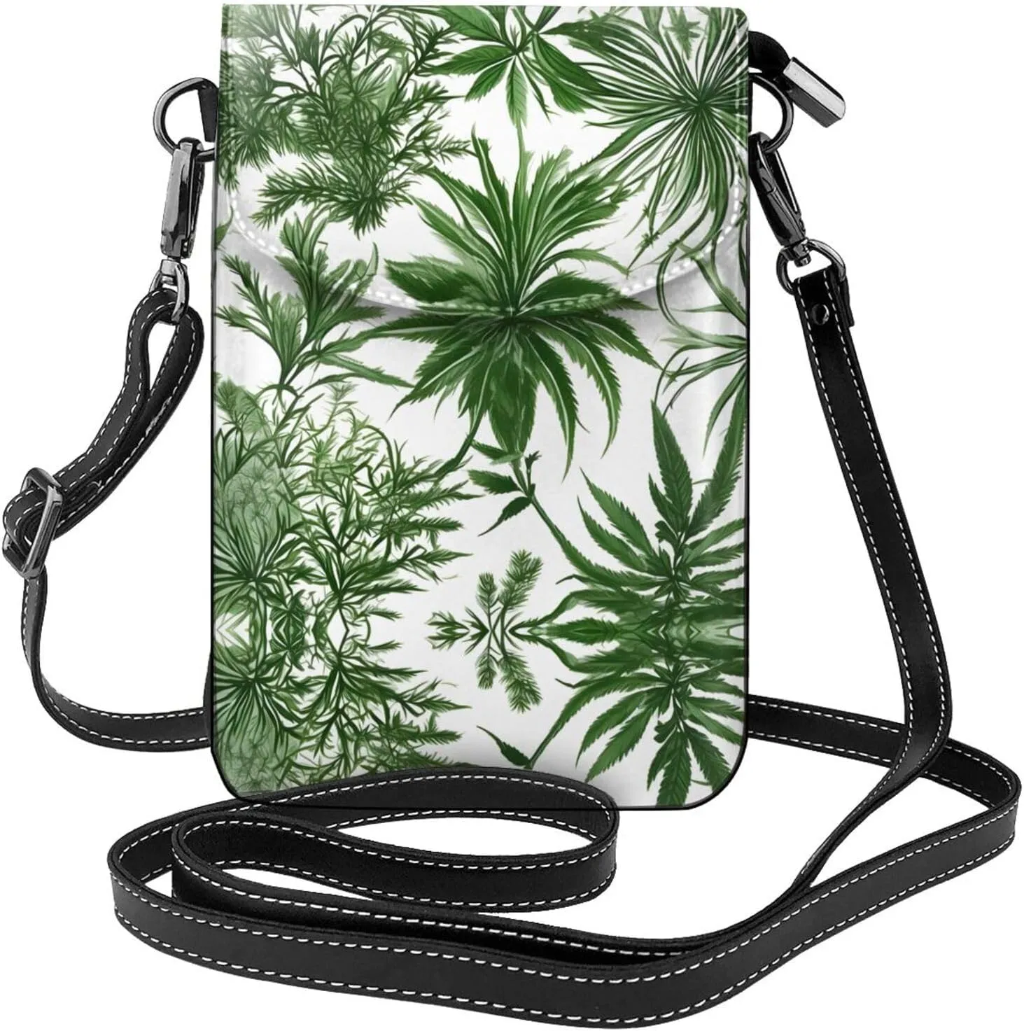 Flowering Herbs and Herbaceous Plants Small Cell Phone Purse - Ideal Travel Accessory for Women and Teens - Adjustable Strap