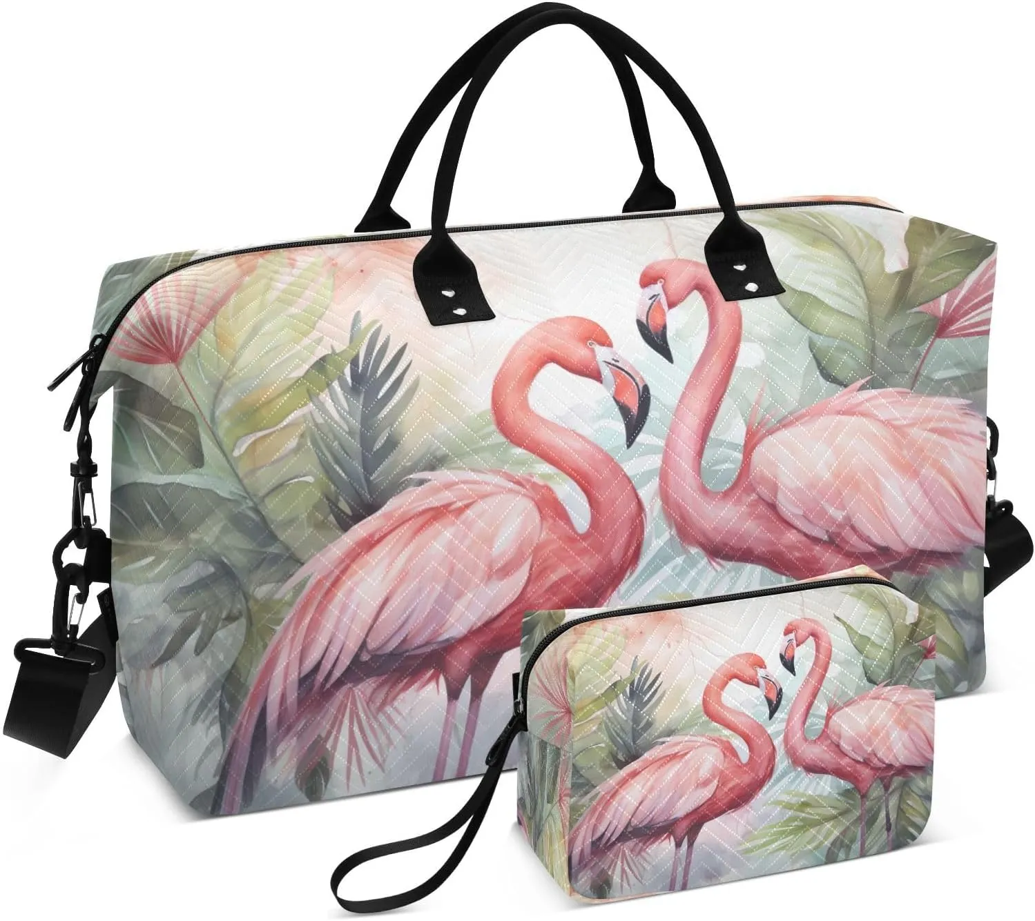 Flowers Flamingo Tropical Travel Duffle Bag Duffel Bags Weekender Bag Tote Gym Bag Overnight Duffle Bag Carry On Luggage Bags with Toiletry Bag for Adults Women Airplanes Men Sports Ttrip Yoga