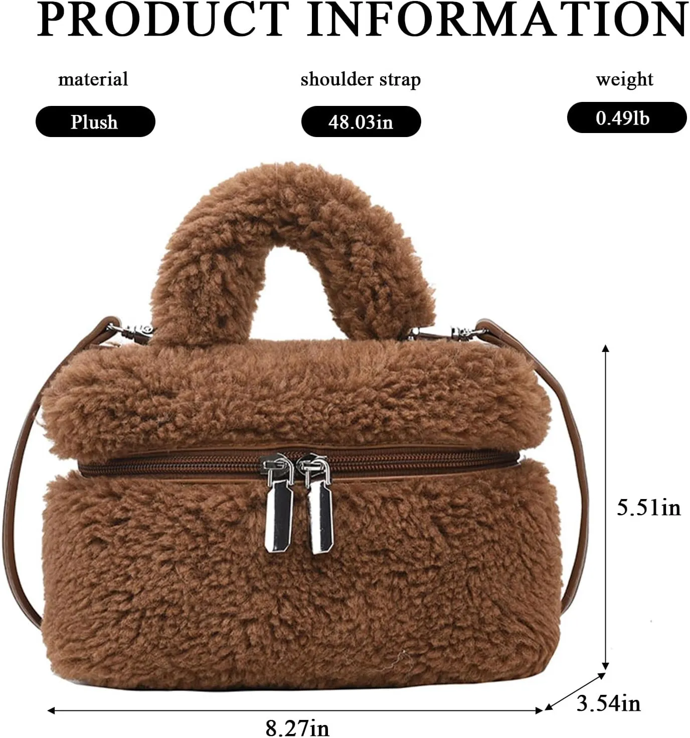 Fluffy Purse, Furry Purse Faux Fur Bag Cute Lambswool Fuzzy Crossbody Bag for Women