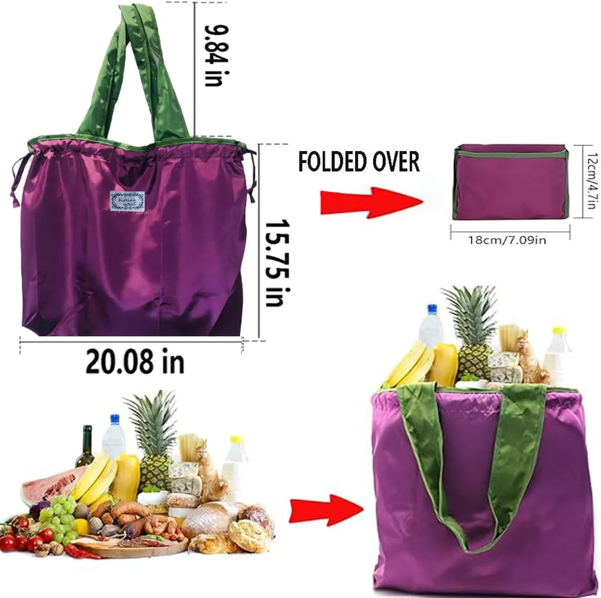 Foldable Grocery Bags,Reusable Grocery Bags Heavy Duty,Reusable Shopping Bags with Wide Handles for Portable Shopping
