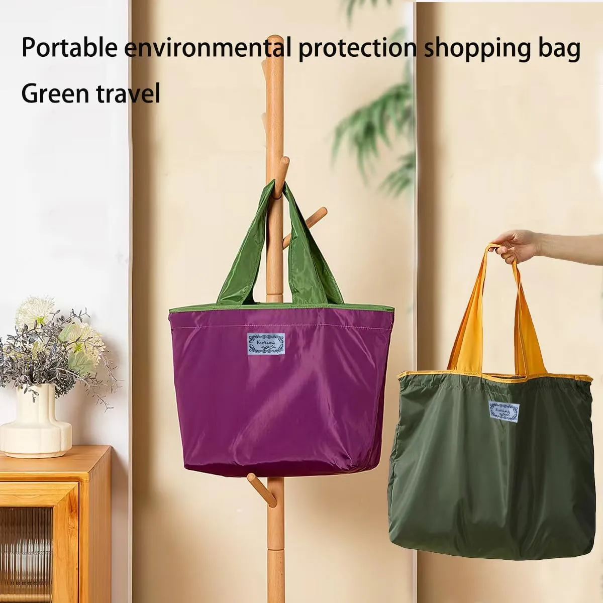 Foldable Grocery Bags,Reusable Grocery Bags Heavy Duty,Reusable Shopping Bags with Wide Handles for Portable Shopping