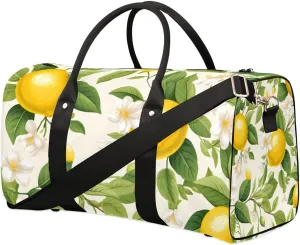 Foldable Travel Bag Lemon Floral Lightweight Carry On Bags for Airplanes Waterproof Travel Duffle Bag For Gym Weekend Overnight