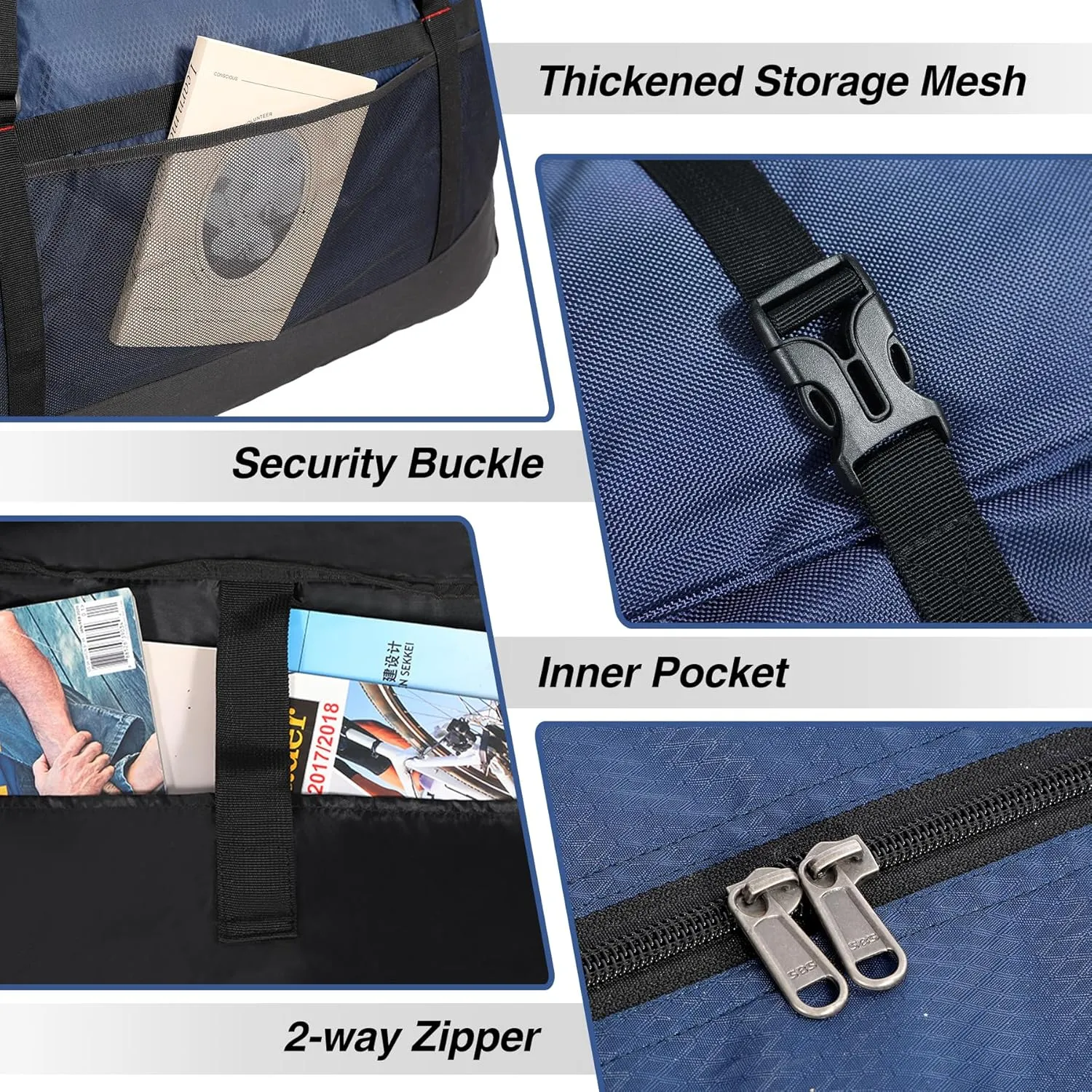 Foldable Travel Bag,100L Large Duffel Bag for Travel, Lightweight Waterproof Tote Bag, Blue