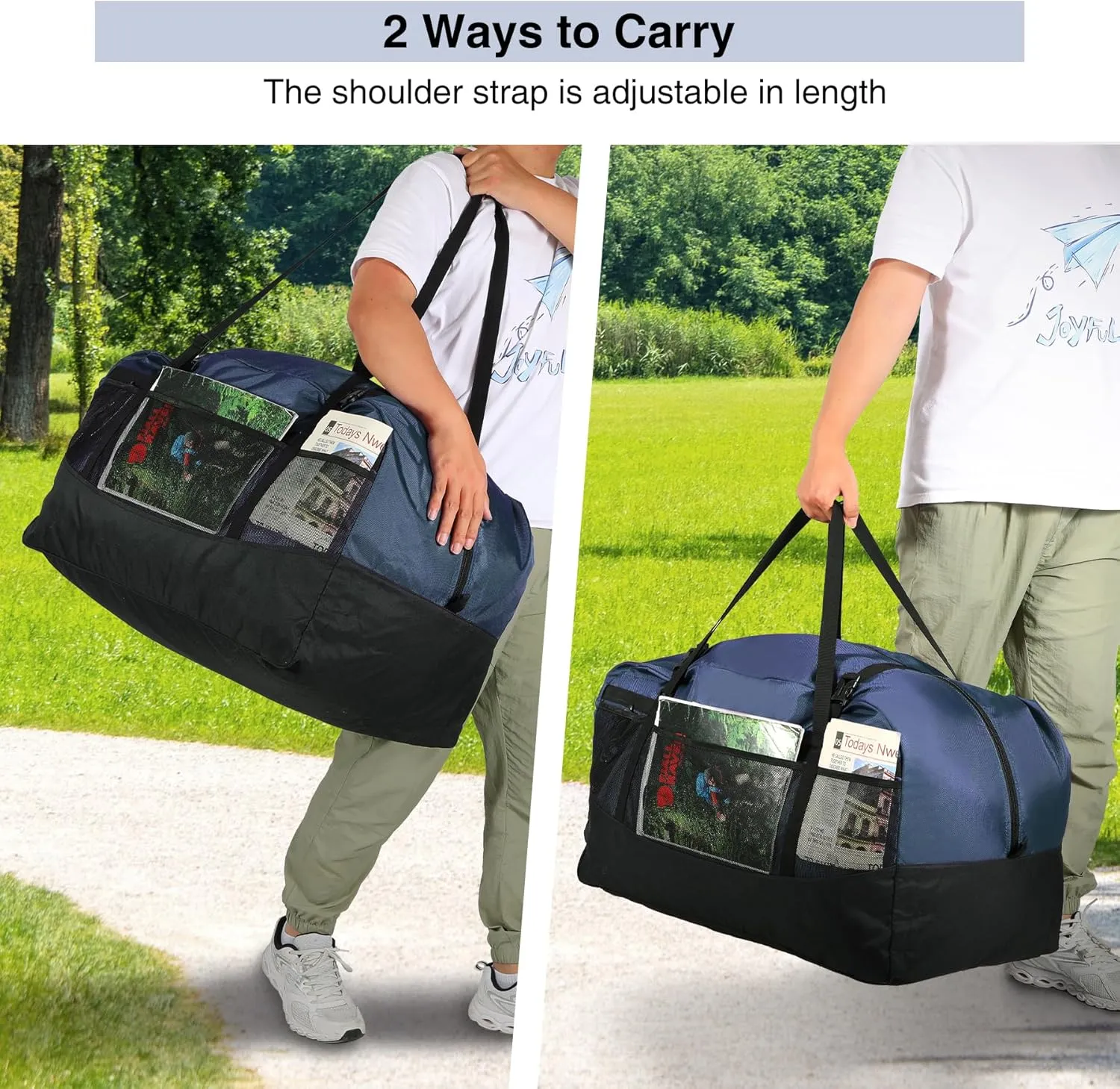 Foldable Travel Bag,100L Large Duffel Bag for Travel, Lightweight Waterproof Tote Bag, Blue