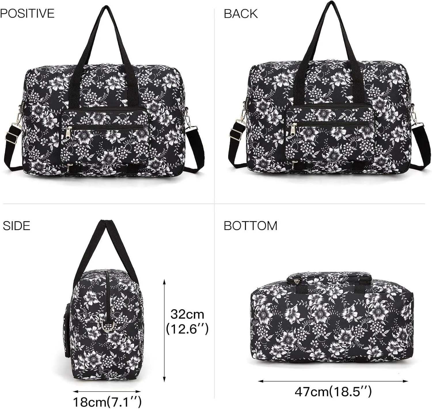Foldable Travel Duffel Bag, Medium Women's Weekender and Overnight bag carry on Luggage bag for Women