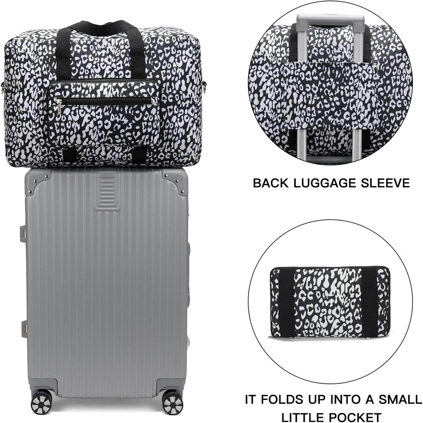 Foldable Travel Duffel Bag, Medium Women's Weekender and Overnight bag carry on Luggage bag for Women