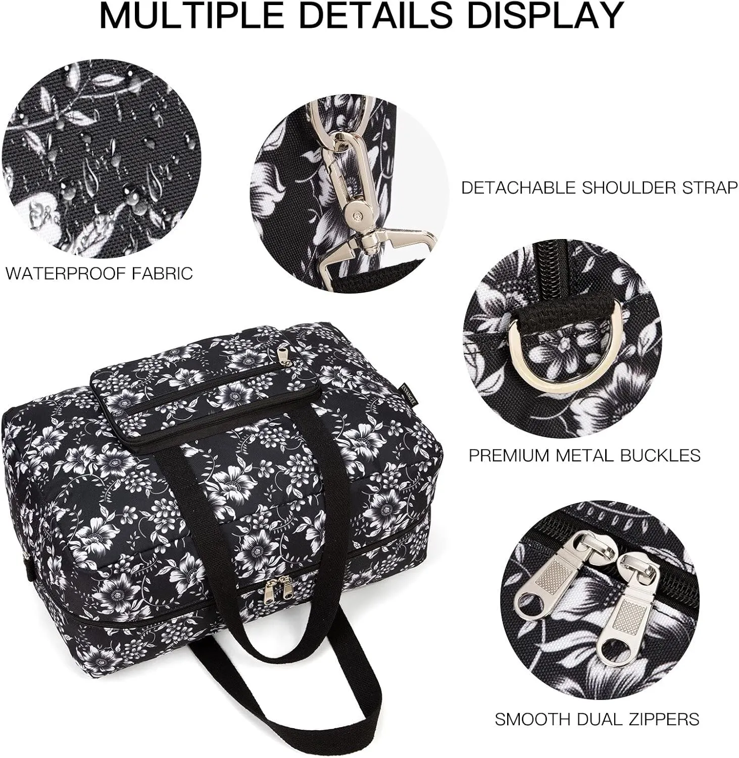 Foldable Travel Duffel Bag, Medium Women's Weekender and Overnight bag carry on Luggage bag for Women