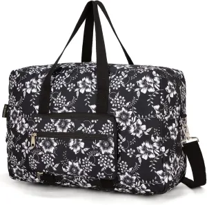 Foldable Travel Duffel Bag, Medium Women's Weekender and Overnight bag carry on Luggage bag for Women