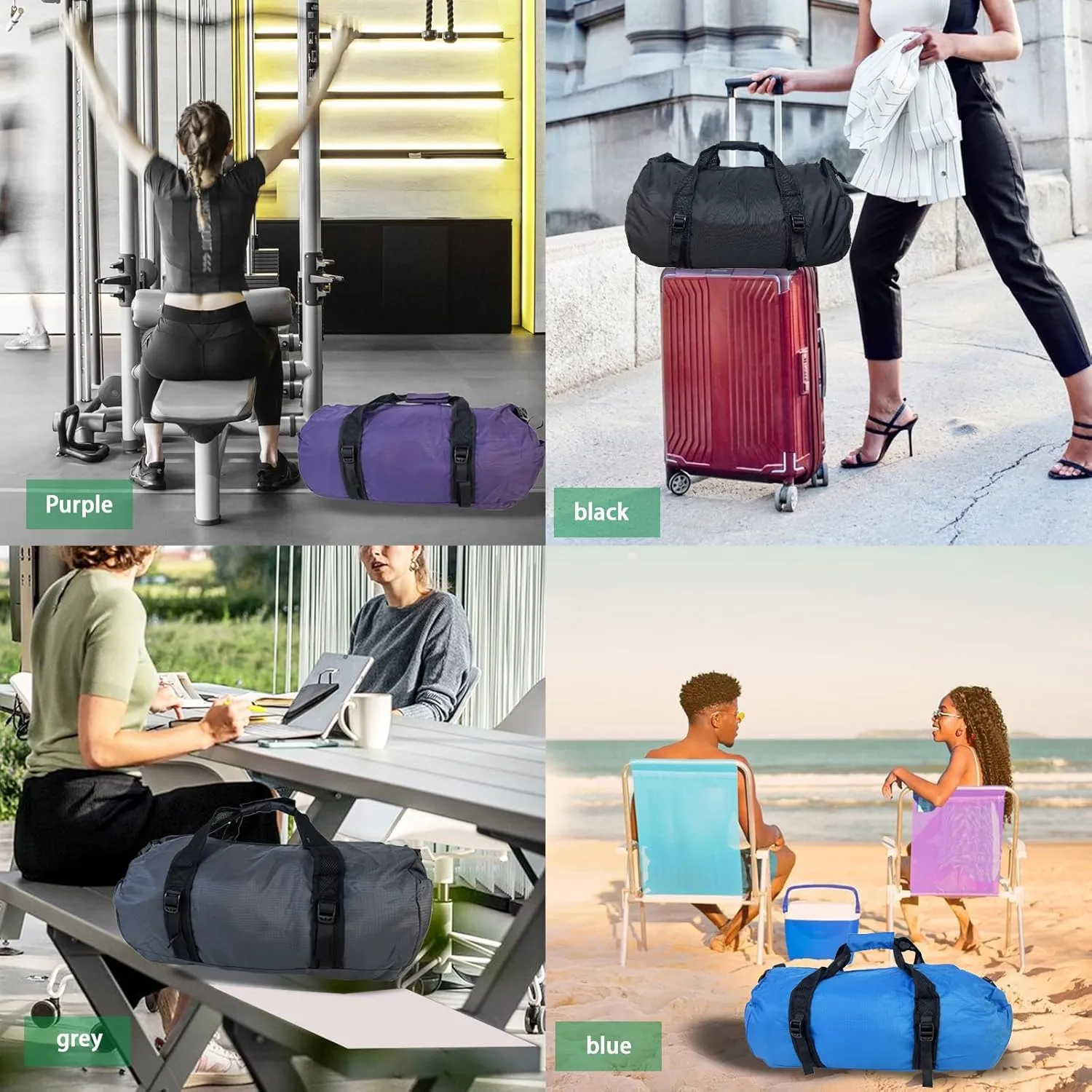 Foldable Travel Duffel Bag,Unisex Travel Tote Bag,Fitness Sports Tote Bag,Waterproof Duffel Bag' 41L Weekend Travel Overnight Bag (Grey)
