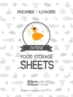 Food Storage Sheets for Cheese, Meat, and Produce - Keeps Food Fresher Longer (20 Sheets)
