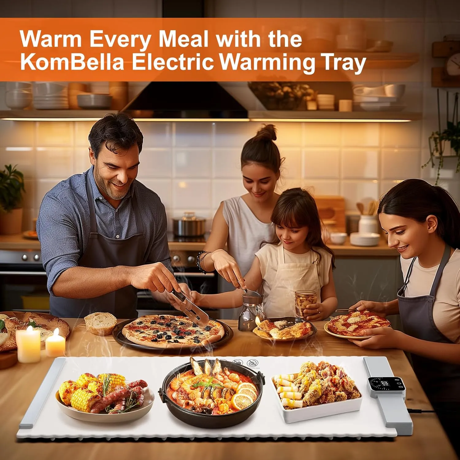 Food Warming Mat - Rollable Food Warmer with Fast & Even Heating, Premium-Grade Silicone Material, 5 Temperature Settings, Auto Shut-Off - Versatile Food Warmers for Parties, Buffets, and Home Use