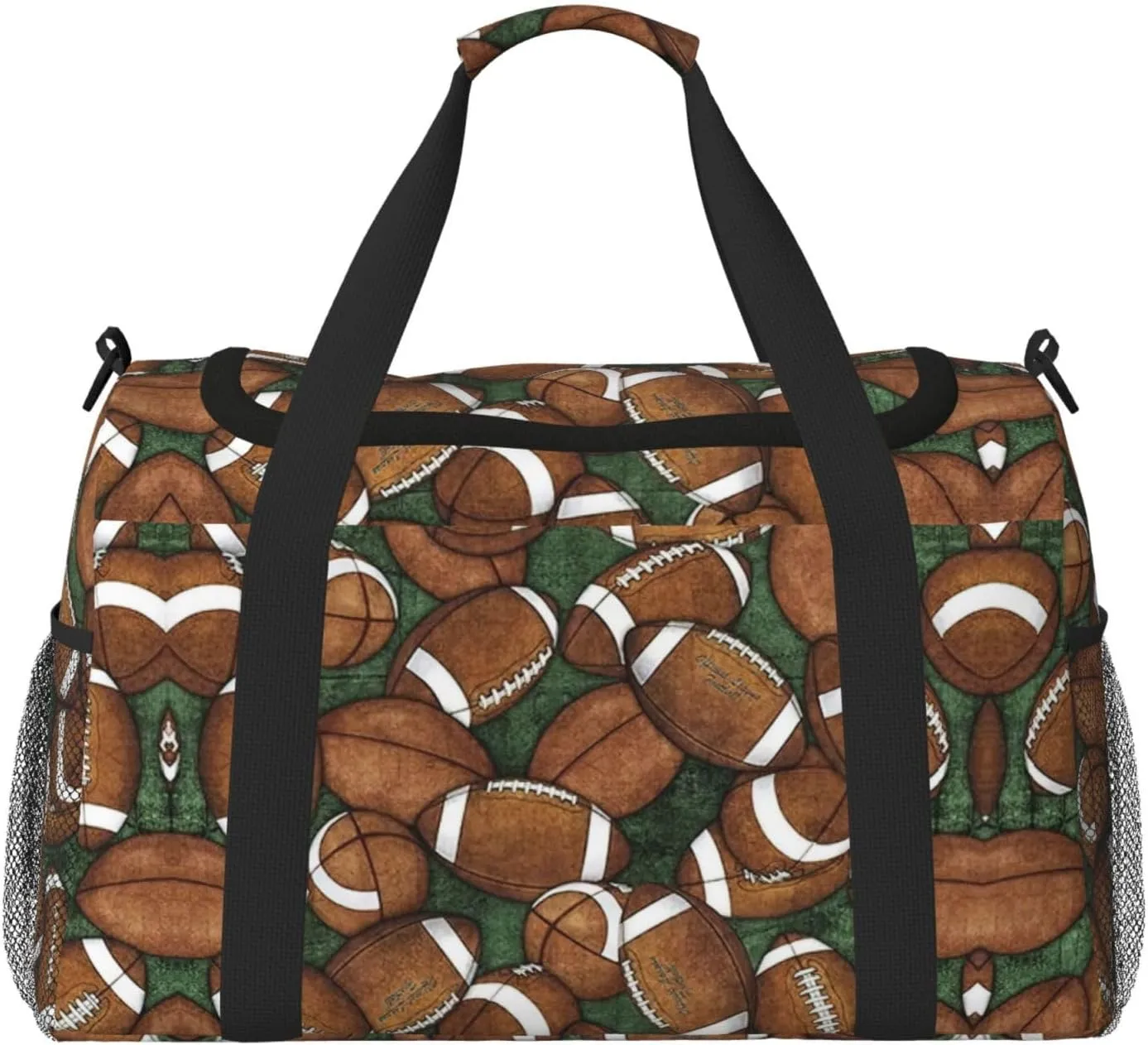 Football Green print Large Canvas Travel Duffel Bag Weekender Bags for Women Overnight Bag Carry On Tote Bag