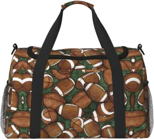 Football Green print Large Canvas Travel Duffel Bag Weekender Bags for Women Overnight Bag Carry On Tote Bag